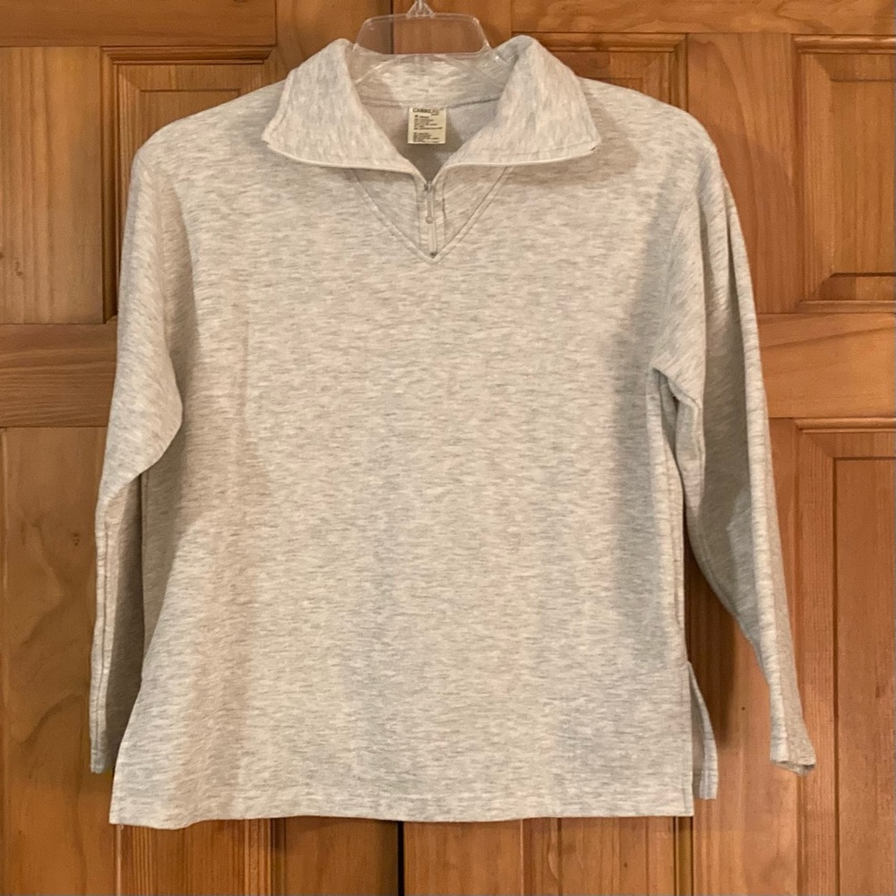 NWOT Carreau Sport Vintage 80s 90s Top Pullover Long Sleeve Fleece Gray M Medium